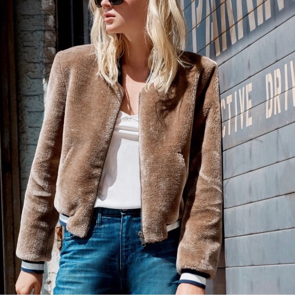 Joie Arleigh Bomber Jacket, Size L - Picture 1 of 11